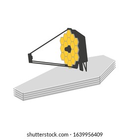 James Webb telescope, Space infrared Observatory. Simplified styling. Vector isolated image.