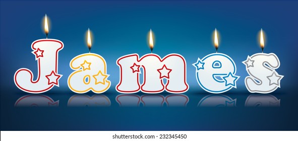 JAMES written with burning candles - vector illustration svg