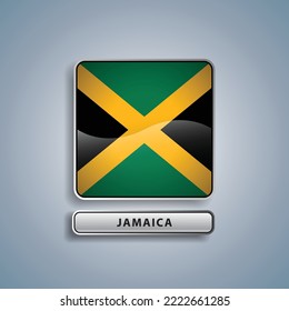 Jamica flag square button vector illustration