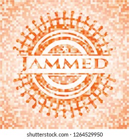 Jammed abstract orange mosaic emblem