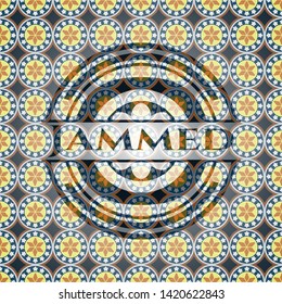 Jammed arabic style emblem. Arabesque decoration.