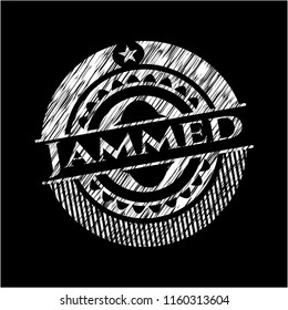 Jammed chalkboard emblem on black board