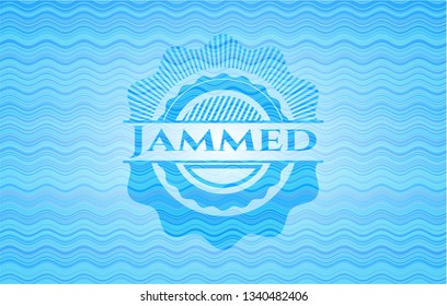 Jammed light blue water emblem.