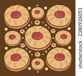 Jammie dodger flat vector illustration. Cute jammie dodger biscuits cartoon vector illustration for graphic design and decorative element