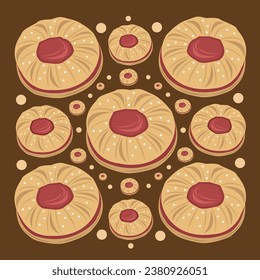 Jammie dodger flat vector illustration. Cute jammie dodger biscuits cartoon vector illustration for graphic design and decorative element