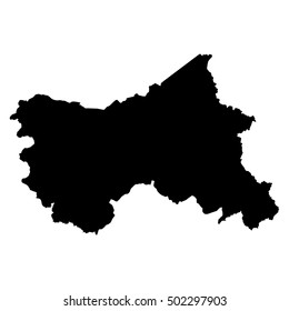 Jammu and Kashmir black map on white background vector