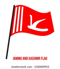 Jammu and Kashmir Flag Waving Vector Illustration on White Background. Official State Flag Of India.
