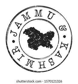 Jammu and Kashmir India Map Postmark. Silhouette Postal Passport. Stamp Round Vector Icon. Vintage Postage Design.
