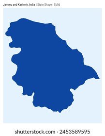 Jammu and Kashmir, India. Simple vector map. State shape. Solid style. Border of Jammu and Kashmir. Vector illustration.