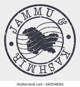 Jammu and Kashmir India Stamp Postal. Map Silhouette Seal. Passport Round Design. Vector Icon. Design Retro Travel.