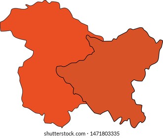 Jammu and Kashmir and  Ladakh 2 unit state map 