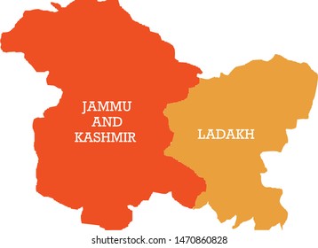 Jammu Kashmir Ladakh Map Union Territories 库存矢量图（免版税）1470860828 ...