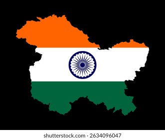 Jammu e Caxemira mapa bandeira vetor silhueta ilustração isolada. Conflito fronteiriço do território contestado.