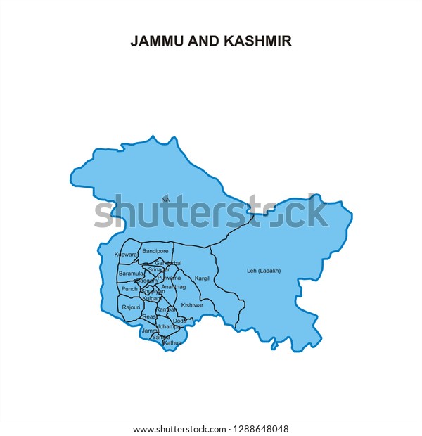 Jammu Kashmir Map Graphic Vector Stock Vector (Royalty Free) 1288648048