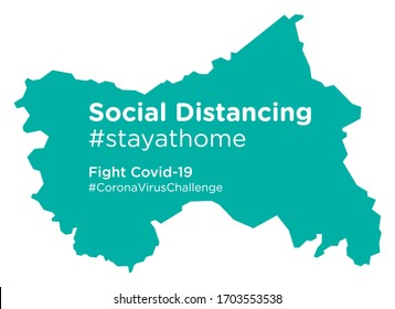 Jammu and Kashmir map with Social Distancing stayathome tag
