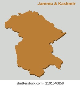 Jammu and Kashmir Map Vector Flat Design | Indian State | Jammu and Kashmir Map |Simple Map | Map Outline Shape