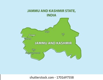 Jammu and Kashmir State Map of India Country