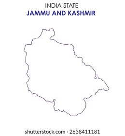 Jammu and kashmir state map of India. Jammu and kashmir map vector illustration. Jammu and kashmir vector map on white background.