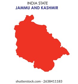 Jammu and kashmir state map of India. Jammu and kashmir map vector illustration. Jammu and kashmir vector map on white background.