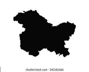 Jammu and Kashmir vector map silhouette isolated on white background. High detailed silhouette illustration. India province territory map.