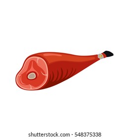 Jamon ham. Dry cured pork, pig meat. Beef label, leg, steak for market, restaurant. Serrano, iberico, prosciutto.