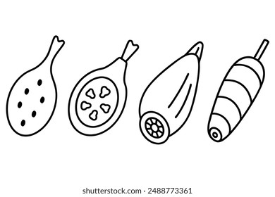 Jamon Iberico Line Art Artwork Spanish Food Hand Drawing Illustration