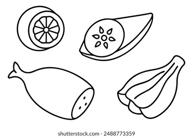 Jamon Iberico Line Art Design Illustration Spanish Cuisine Drawing