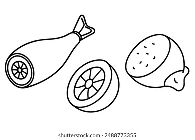 Jamon Iberico Line Art Illustration Minimalistic Spanish Dish Hand Drawing