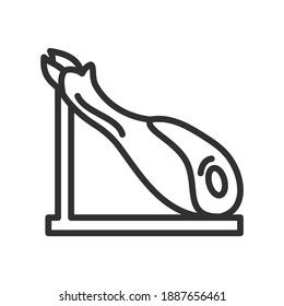 Jamon on a stand, linear icon. Line with editable stroke