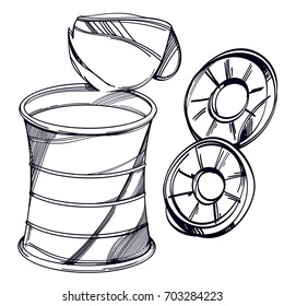 Jams black and white drawing for menu design.
