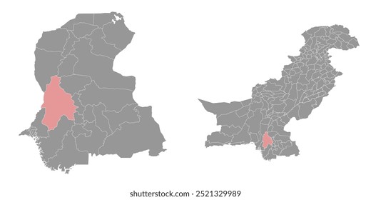 Jamshoro district map, administrative division of Pakistan. Vector illustration.