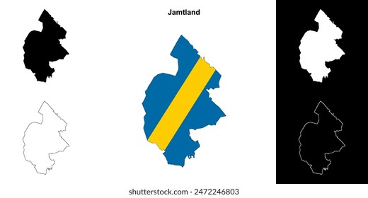 Jamtland county blank outline map set