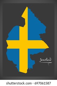 Jamtland map of Sweden with Swedish national flag illustration