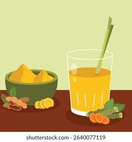 Jamu or traditional herb drinks illustration