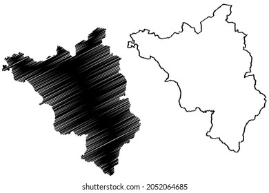 Jamui district (Bihar State, Munger division, Republic of India) map vector illustration, scribble sketch Jamui map