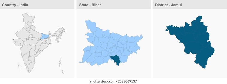 Jamui district map (Bihar State, Republic of India), Jamui District, Bihar State, Republic of India, Government of Bihar, Indian territory, Eastern India, politics, village, tourism