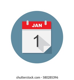 Jan 1 calendar icon. Vector illustration.