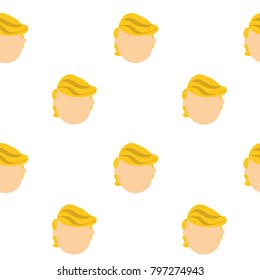 JAN 18 2018 - Simple cartoon illustration of President Donald Trump's face, seamless repeating background over white