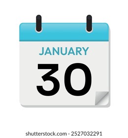 Jan 30th. January Thirty. Calendar Page in Flat Design. Time Concept. Day Illustration Symbol. Month. Daily. Blue Vector. Date Icon.