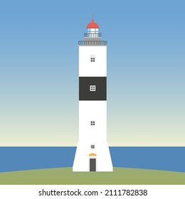 Långe Jan ("Tall John")  lighthouse located at the south cape of Öland in the Baltic Sea. Simplified vector illustration.