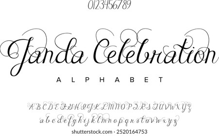 Janda Celebration Vektor Alphabet Schriftart für Logo-Design