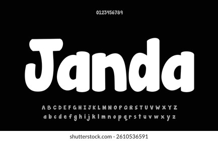 Janda Manatee Solidvector font alphabet with numbers
