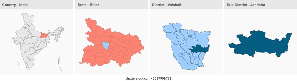 Jandaha map (District Vaishali, State Bihar, Republic of India) ,Vaishali District, Bihar State, Republic of India, Government of Bihar, Indian territory, Eastern India, politics, village, tourism