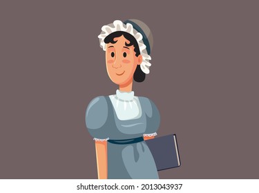 Jane Austen Vector Caricature Illustration. Portrait of a famous 19th century British female author 
