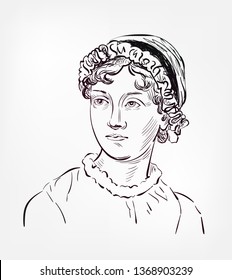 Jane Austen Vector Sketch Illustration