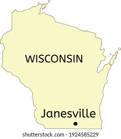 Janesville City Location On Wisconsin State Map