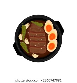 Jang Jorim Beef Stew with Egg Illustration Logo