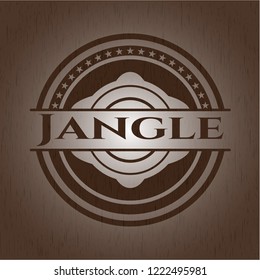 Jangle badge with wood background