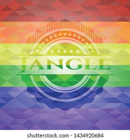 Jangle on mosaic background with the colors of the LGBT flag
