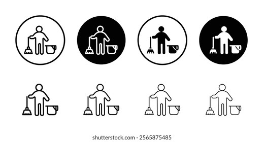 Janitor icon Black and white outline vector